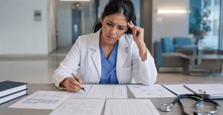 Médico practicando diferentes tipos de reactivos para el EGEL Plus Medicina General
