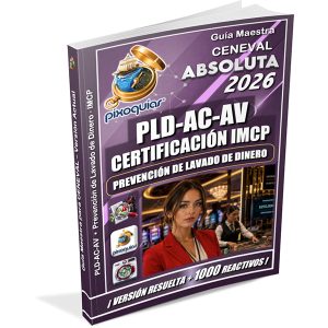 Portada de la Guía CENEVAL PLD-AC-AV IMCP 2026 Absoluta con 1,000 reactivos resueltos