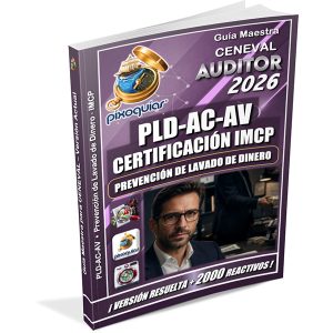 Portada de la Guía CENEVAL PLD-AC-AV IMCP 2026 Auditor con 2,000 reactivos resueltos